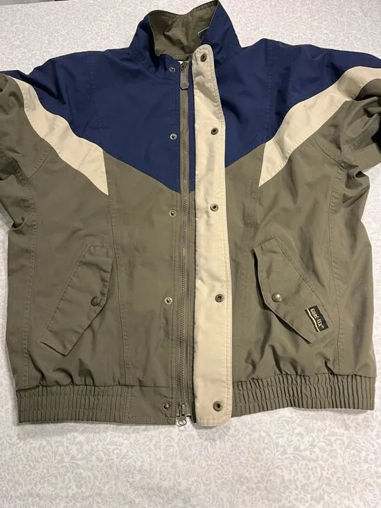 Men’s Size Large Tourney Gore Tex Jacket Windbreaker Color Block Blue Tan - Picture 6 of 14